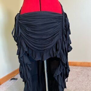 Black Ruffled High-Low Skirt